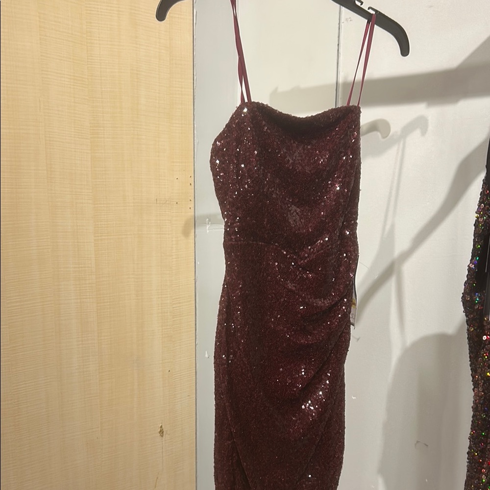 Elegant Burgundy Sequin Dress